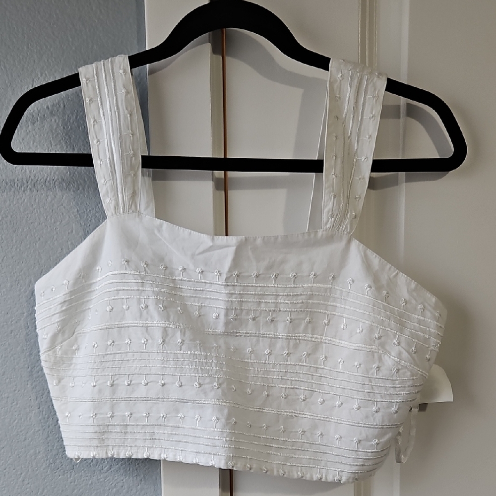 White Cotton Embroidered Top